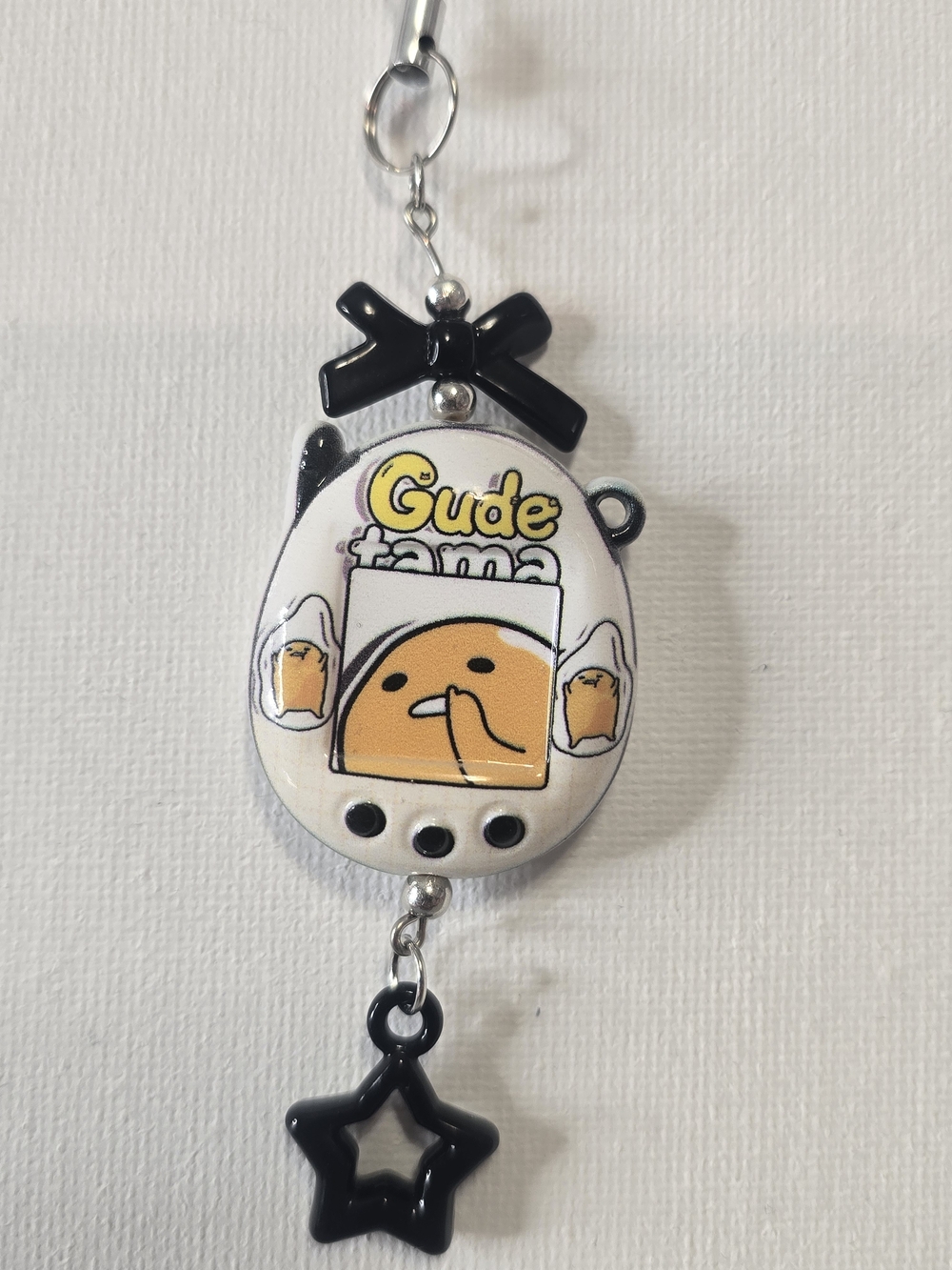 Gudetama Tamagotchu Character Keychain. - White and Black-sanrio